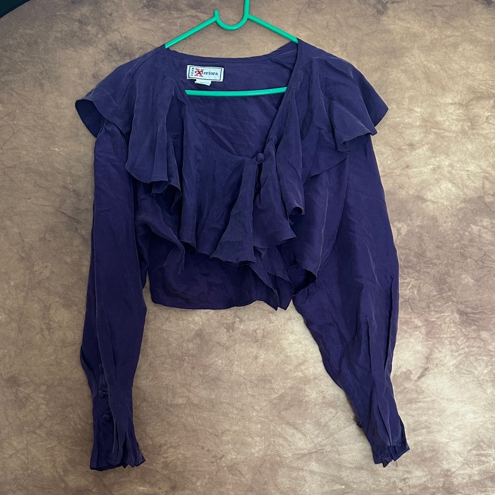 Body Exteriors Women's Dark Purple Ruffle Blouse